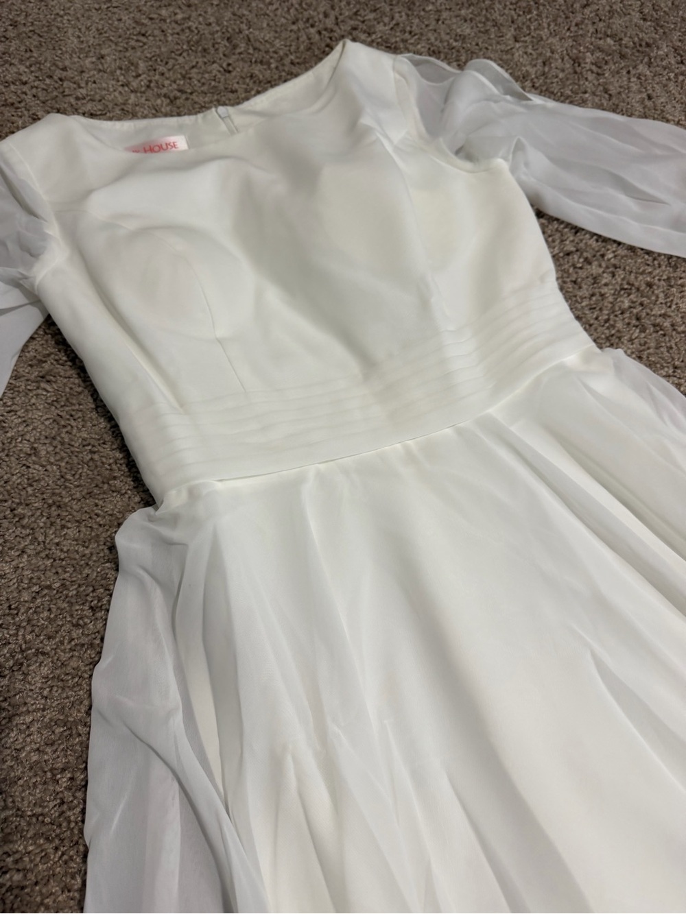 JJs House White Long Sleeve Chiffon Dress - Picture 2 of 6